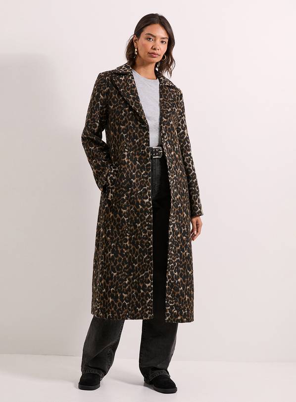 DOROTHY PERKINS Leopard Animal Wool Midi Coat 8
